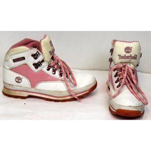 Timberland Euro Hiker Leather Sneakers Women's sz 9.5 M Pink High Tops Shoes Y2K